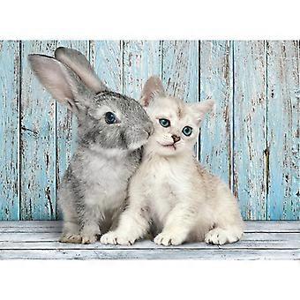 Puzzle 500 pieces: Kitten and bunny