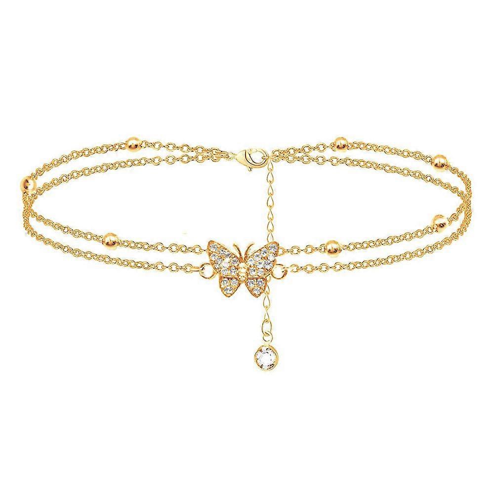 1pcs double layer Flash Butterfly Adjustable Anklet