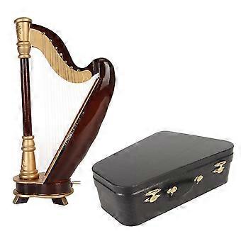 Miniature Musical Instrument Replica with Case 7.9 Inch Musical Instrument Model Dollhouse Decoration PD