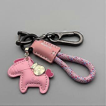 Handmade braided rope car keychain pendant, cute cartoon couple keychain