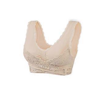 Reggiseno sportivo da donna senza ferretto in pizzo, con incrocio sul davanti, push-up, comodo e morbido effetto 3D.