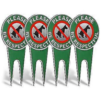 4 pièces Pas de signes de chien de caca S’il vous plaît soyez respectueux Pas de chien caca Panneaux de pelouse Pas de panneaux de cour de crottes de chien