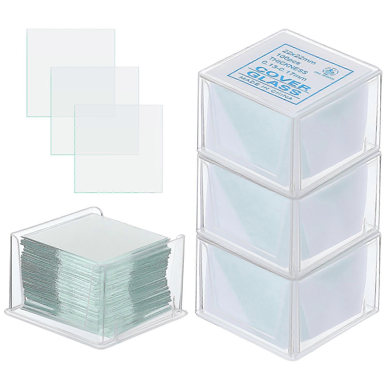 1000 Pcs Blank Microscope Glass Slips Square Glass Covers for Optical Microscope with Storage Boxes