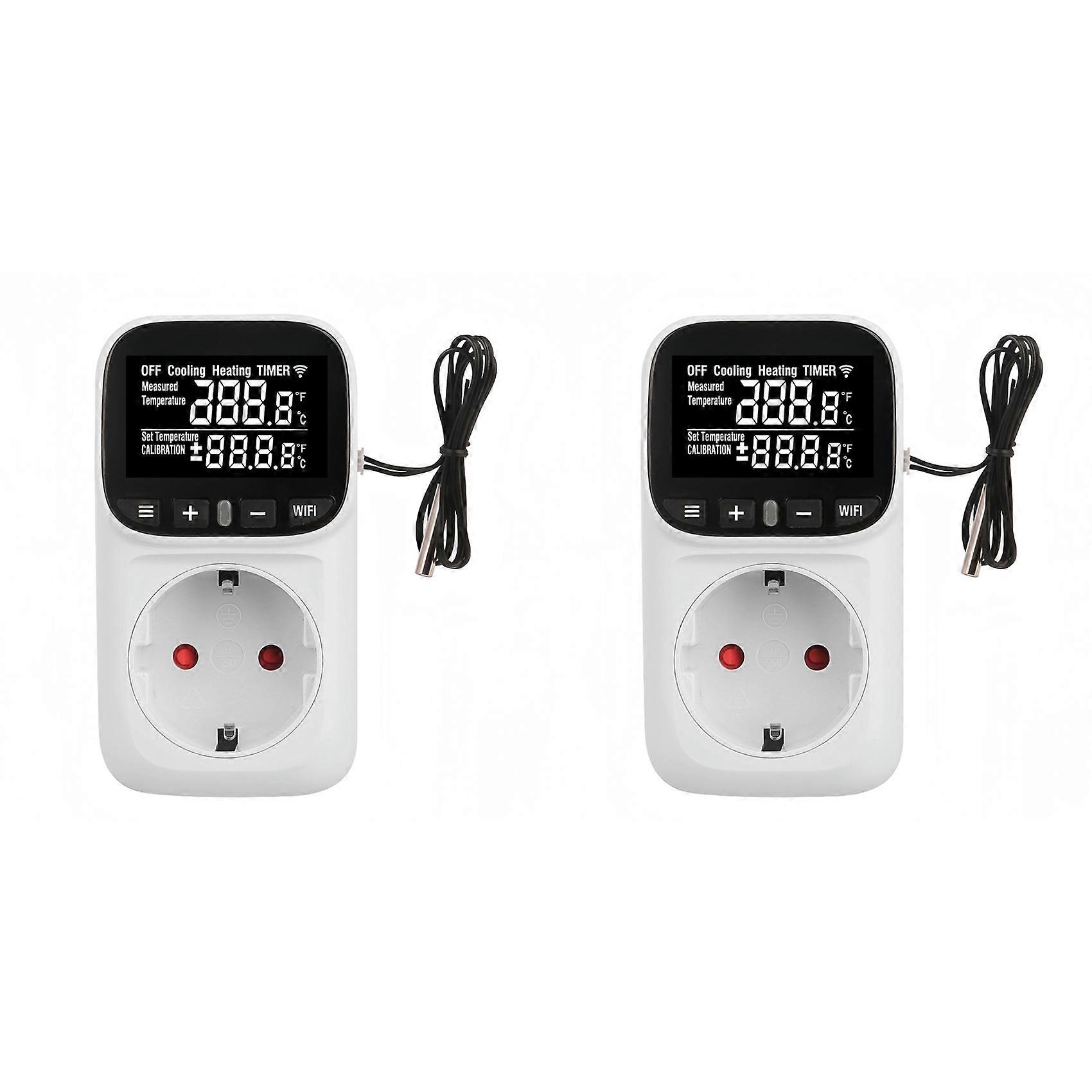 2X TUYA WIFI Smart Temperrature Controller Socket with Sensor Smart Thermostat 16A Remote Control EU Plug