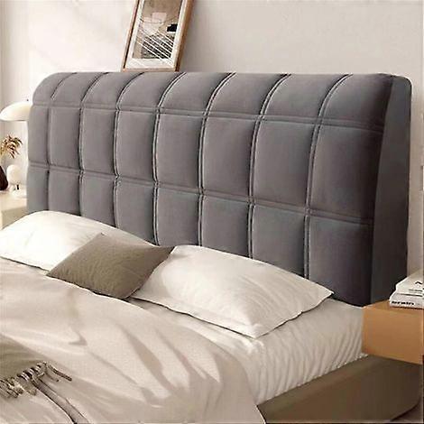 (Dark Gray.160) Stretch Embossed Headboard Cover. Solid Color Soft Elastic Universal Washable Headboard Protector