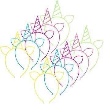 10Pcs Assorted Color Unicorn Headbands Cosplay Hair Hoops for Halloween Party