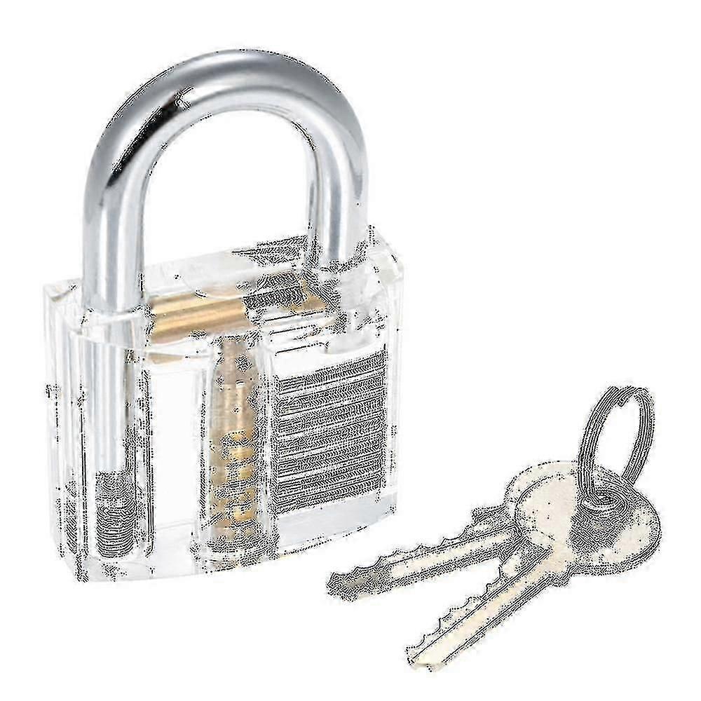 Transparent Lock Picking Set with 15pcs Tools, 2 Practice Training Padlocks for Beginners & Pros