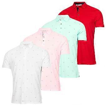 Camisa Polo de Golfe Calvin Klein Mens CK Monogram Quick Dry Moisture Wicking