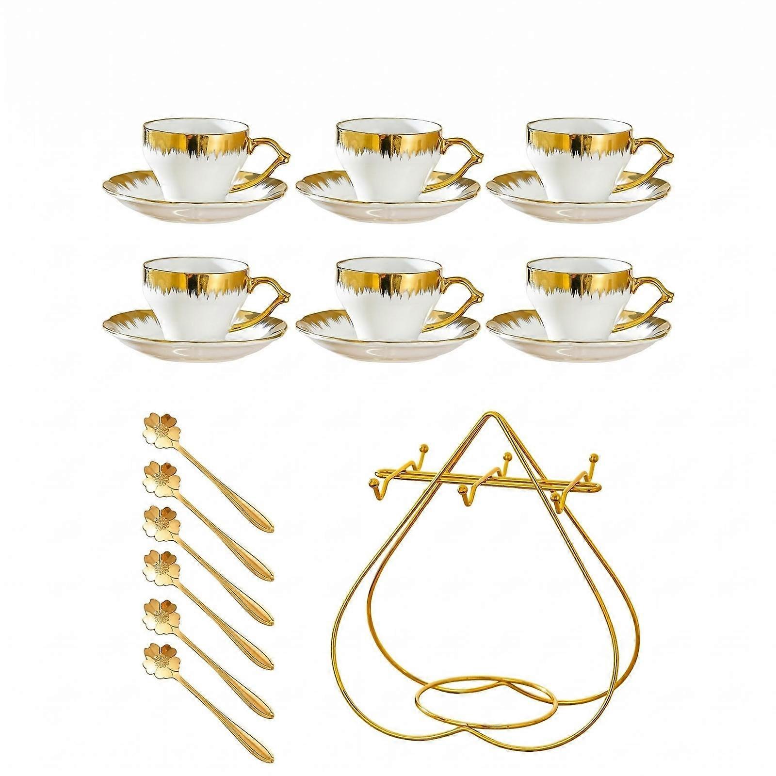 6 Sets Ceramic Coffee Mug Set Gift Notion Kitchenware Space-Saving Rack for Home