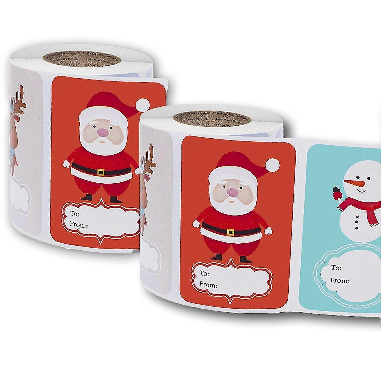 500 Large Rectangular Christmas Sticker Labels