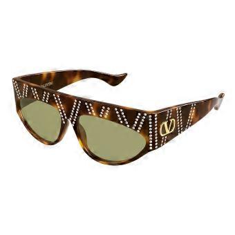 Valentino VG0079S 001 Full Rim Tortoise with Gems Women Geometric Sunglasses UV1 Original