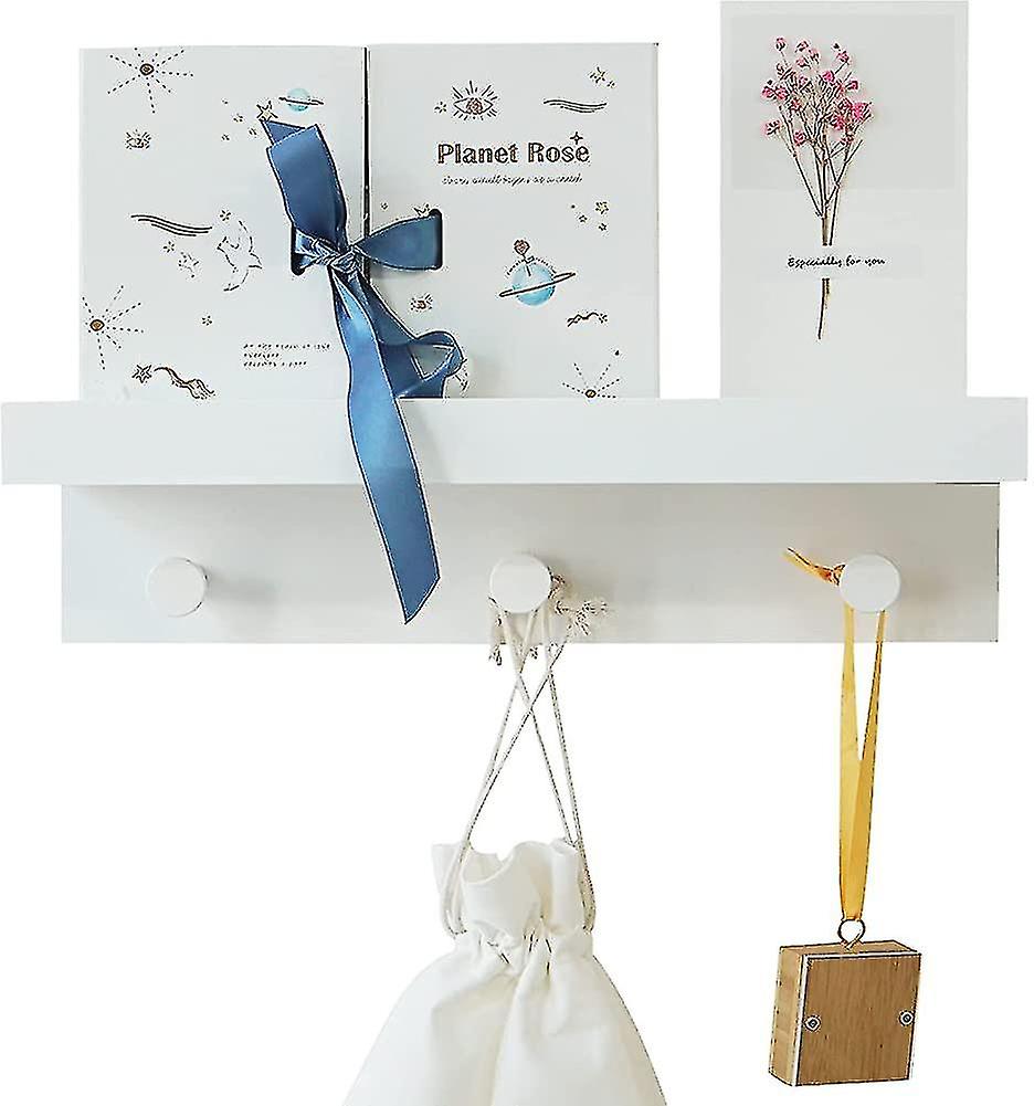 Ulif Wall Shelf Wood For Organizer Kitchen Spice Rack, Shelf White For Key Rack