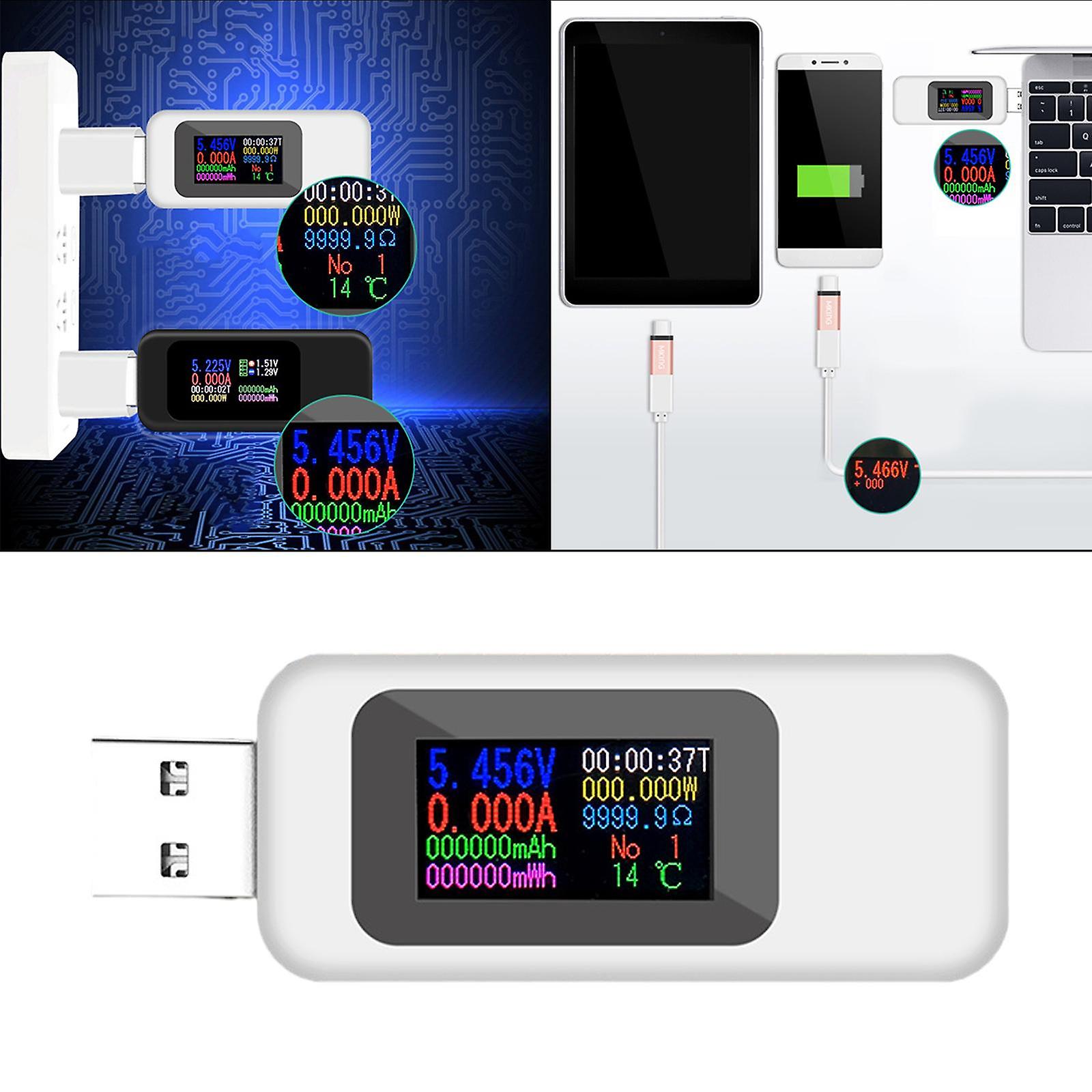 Power Meter USB Tester USB Current Meter Cut-off Power Indicator White