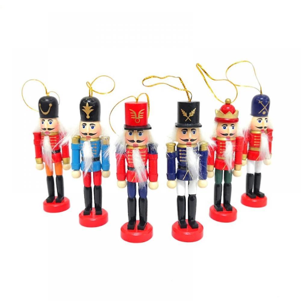 6 PCS Nutcracker Ornament Set Wooden Nutcracker Christmas Ornaments