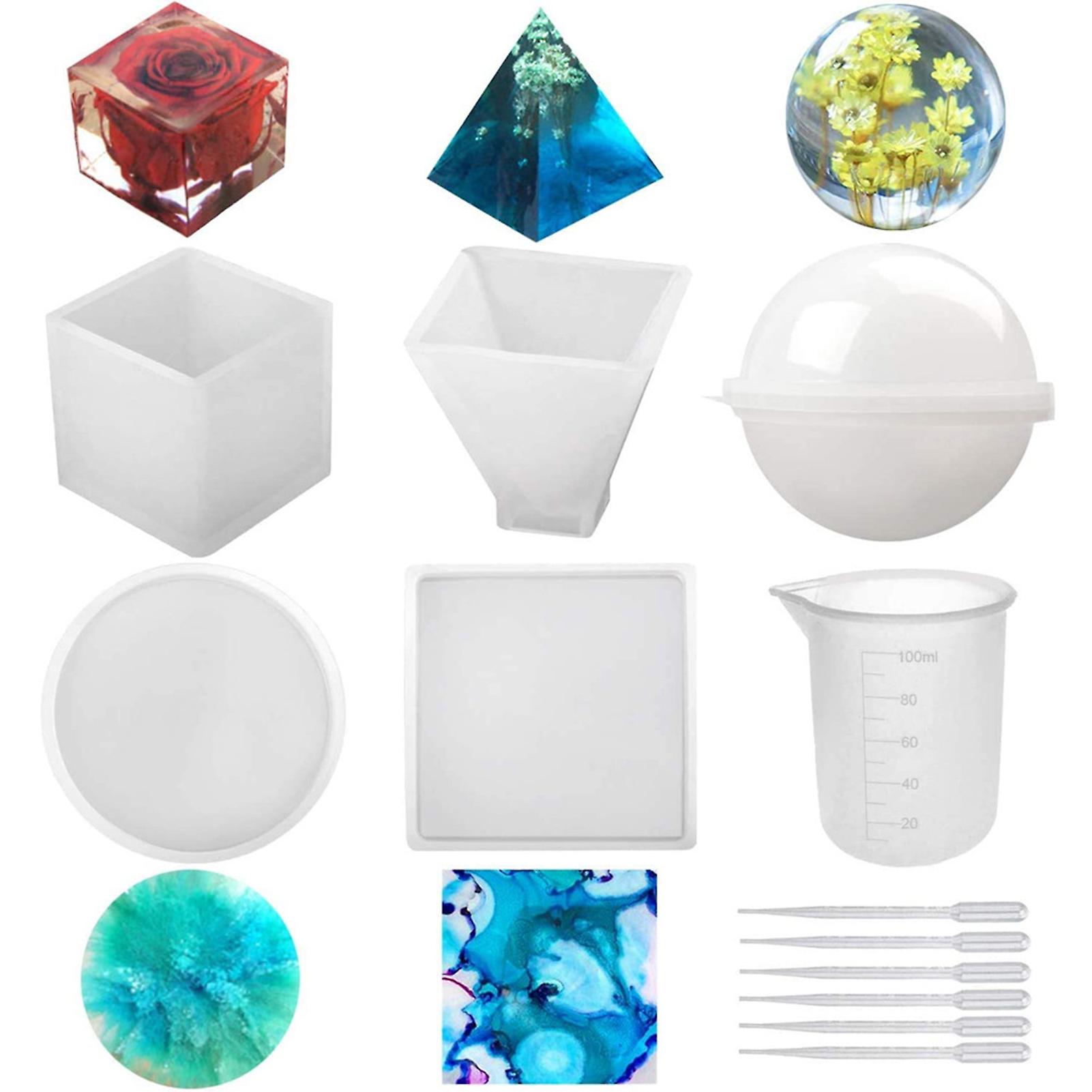 11Pcs Silicone Drip Stencil Cube DIY Coasters Stencil for Casting with Resin