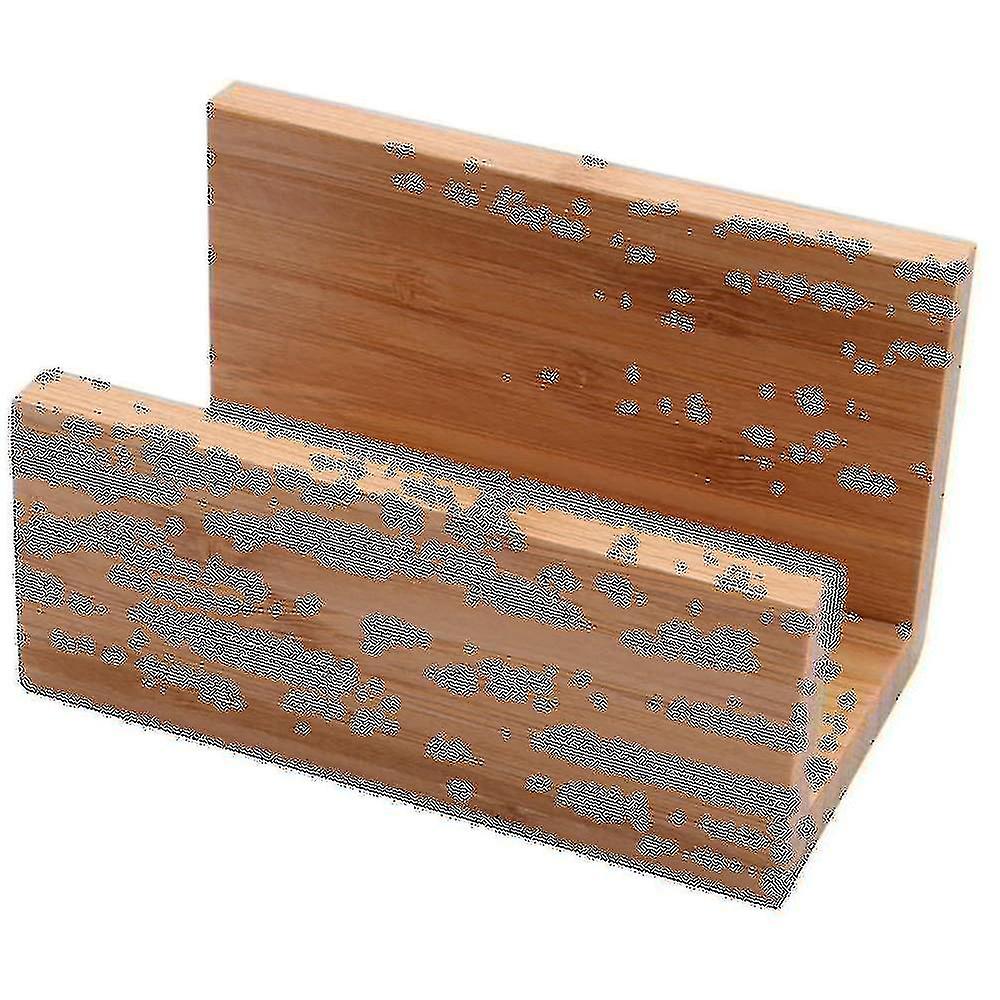 Bamboo Wood Desktop Business Card Holder For Desk Sturdy Business Card Display Stand For Office Sui