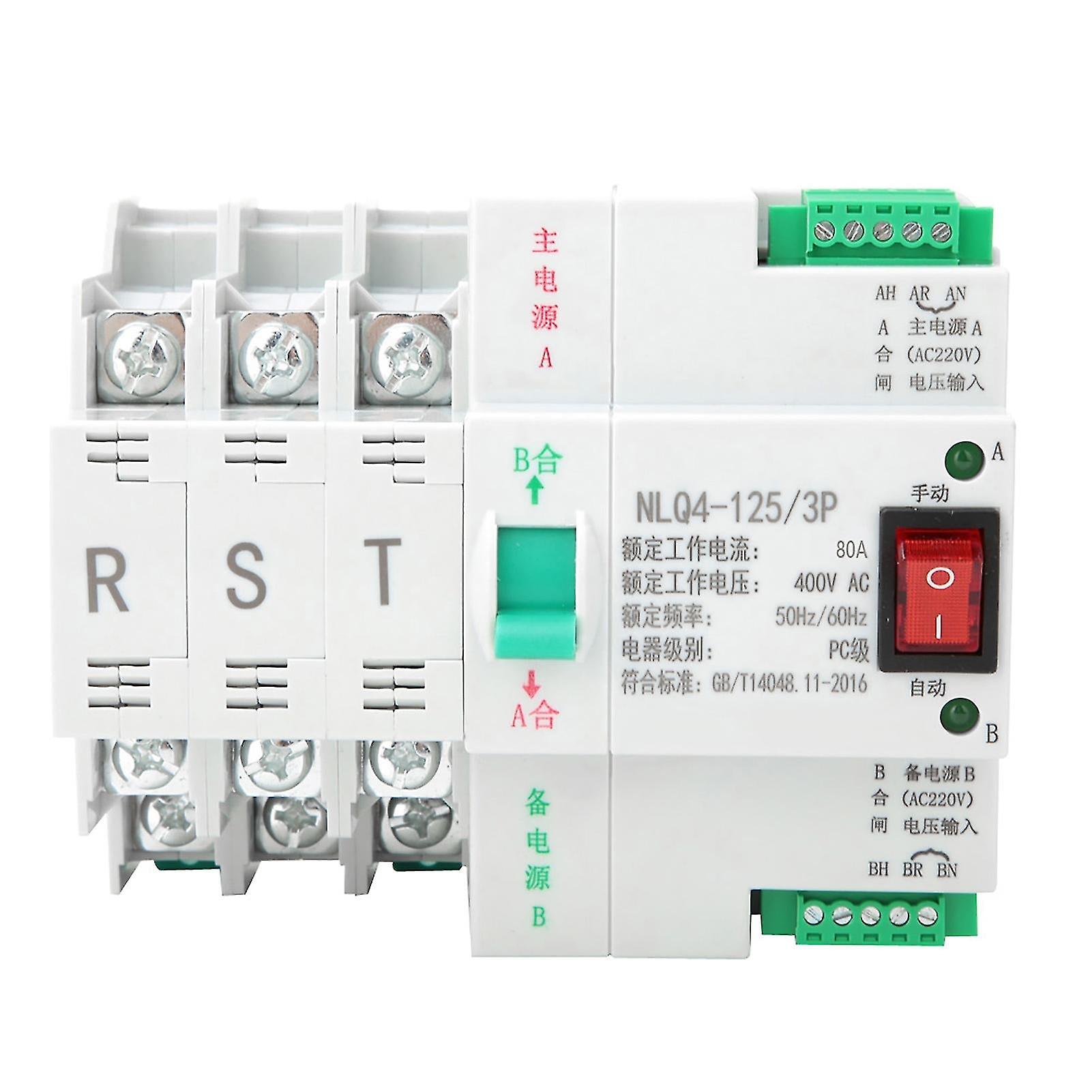 Ac 400v 3p 63/80/100a Dual Power Automatic Transfer Toggle Switch(80a)