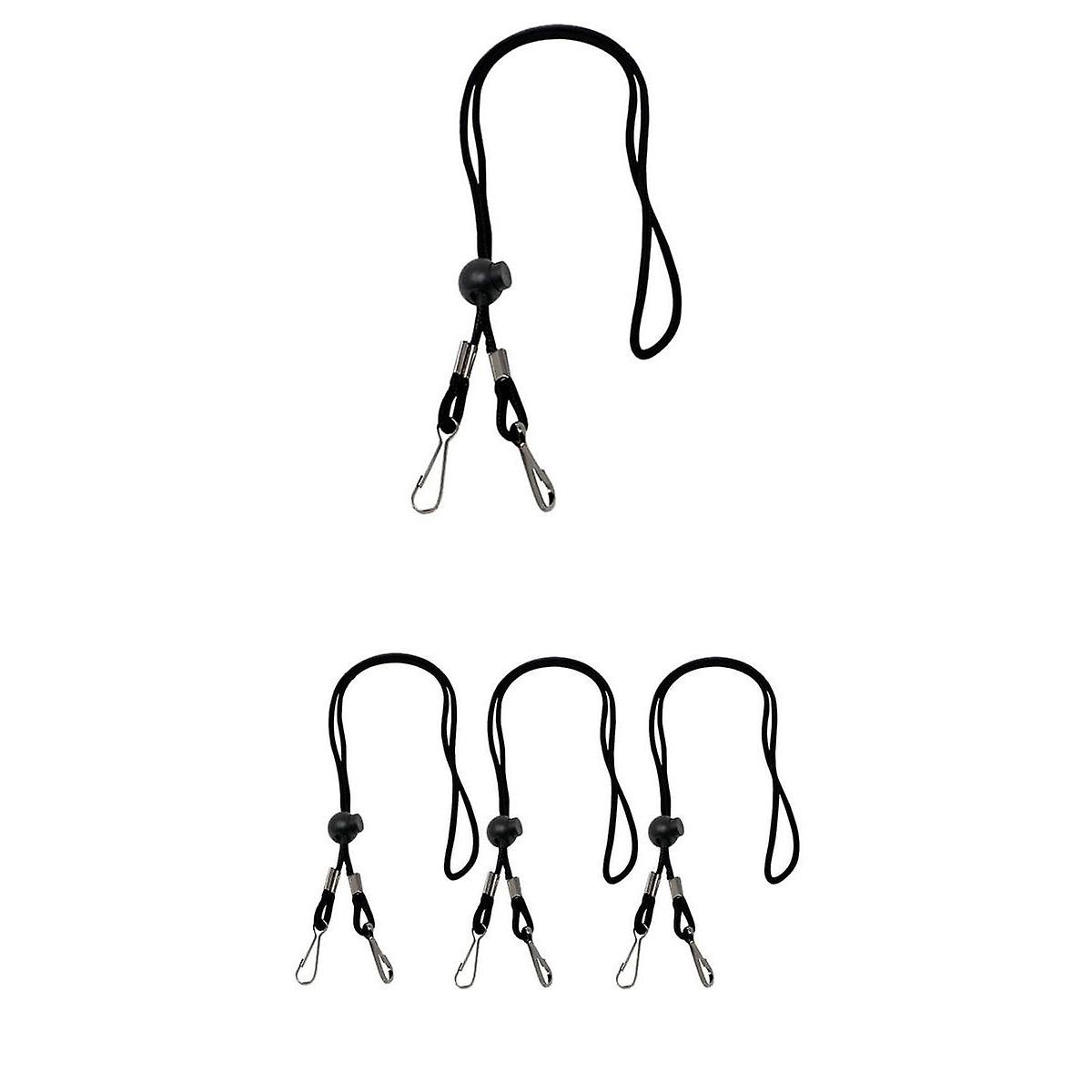 4Pcs Adjustable Neck Lanyard Chain Strap Holder Black
