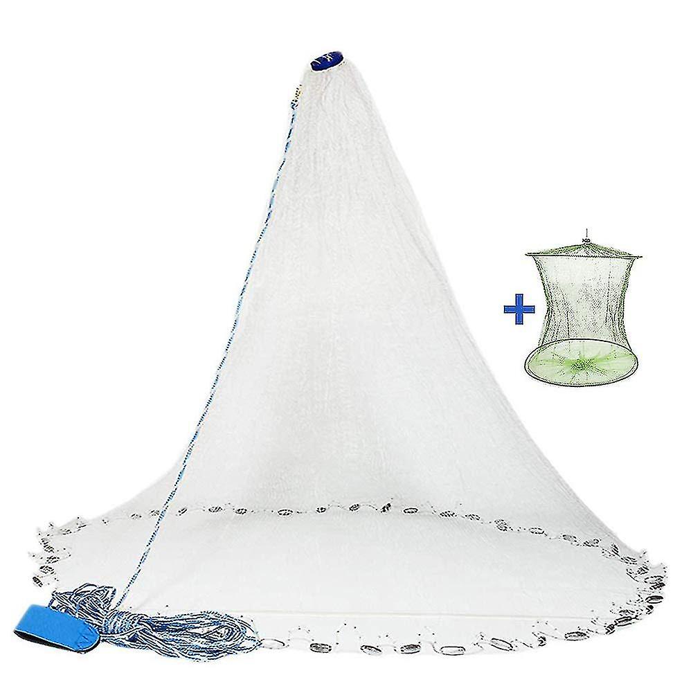 Handmade American Saltwater Fishing Cast Net With Heavy Duty Real Zinc Sinker Weights