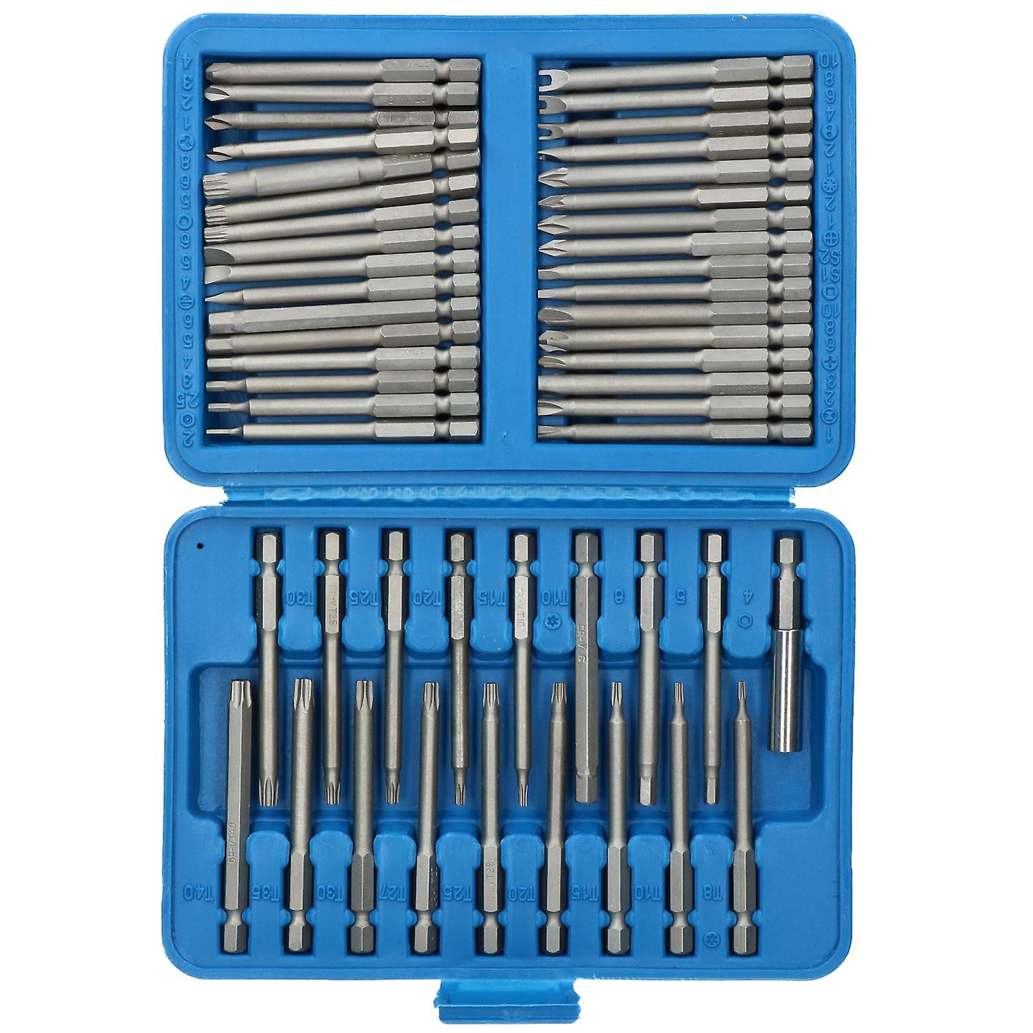50pc Screwdriver Extra Long Bit Set Torx Hex Spline Phillips Pozi Star Security Bits