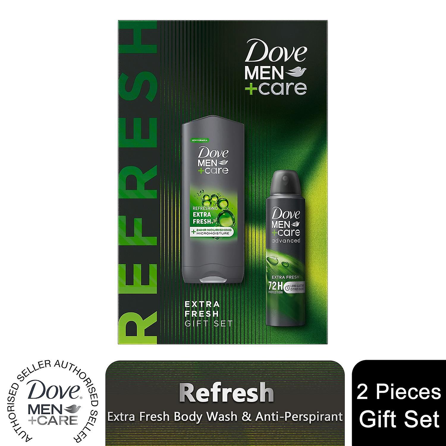 Dove Men+Care Refresh Extra Fresh Bodywash & Antiperspirant 2pc Gift Set for Him