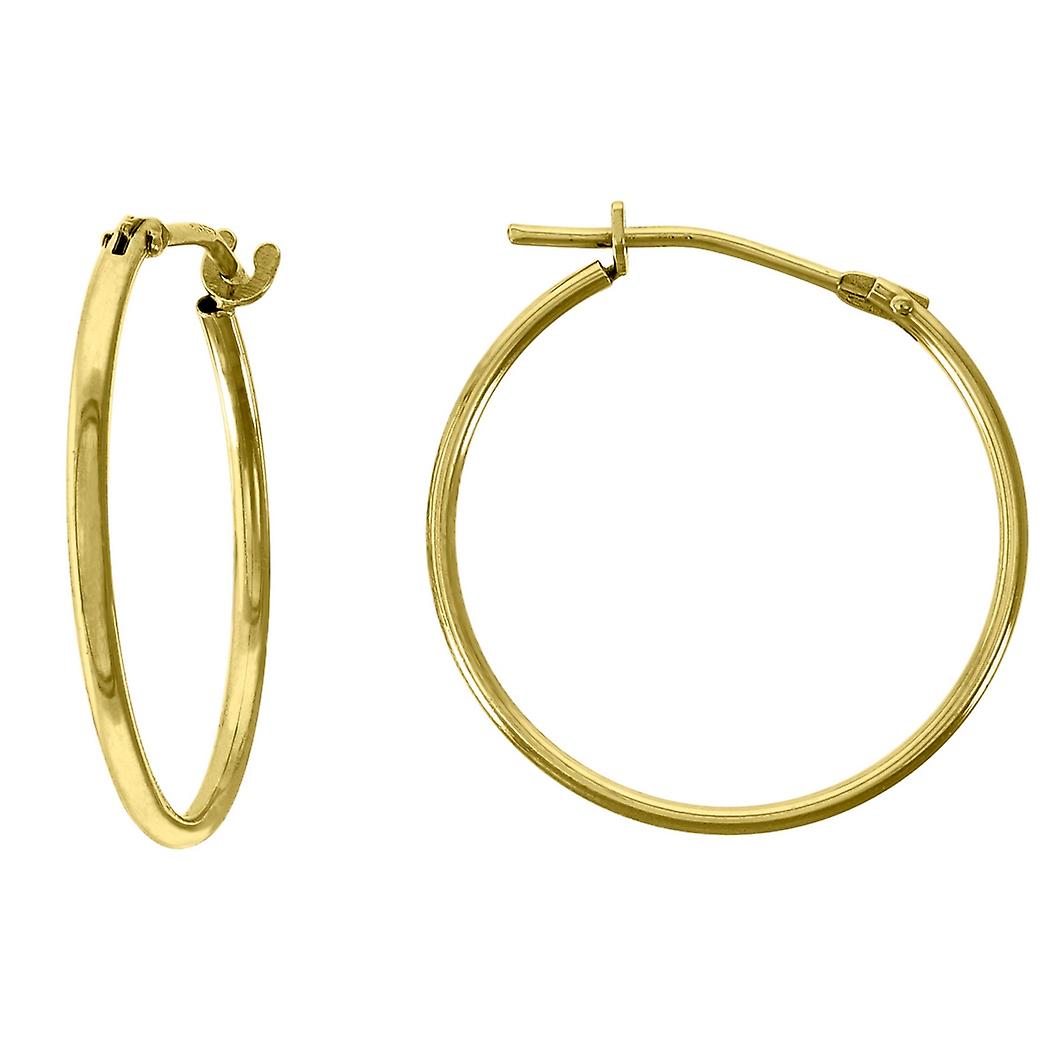 14Kイエローゴールドユニセックスポリッシュハギーフープ18mmスナップイヤリング-女性用フープイヤリング
