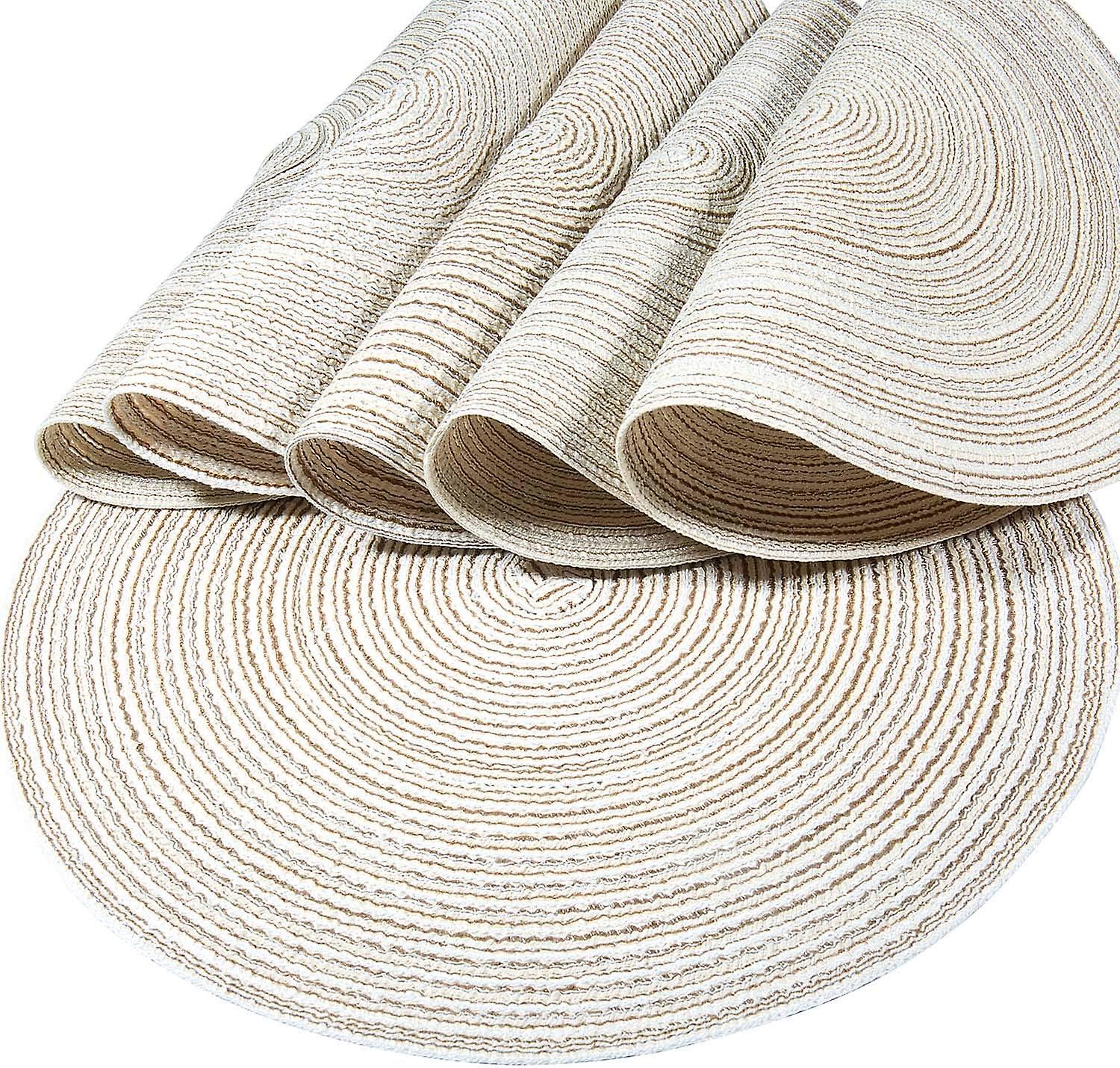 Placemats (Sets of 6) Round Tablecloth with Heat Resistant Fabric Round Table Mats, 36cm Beige