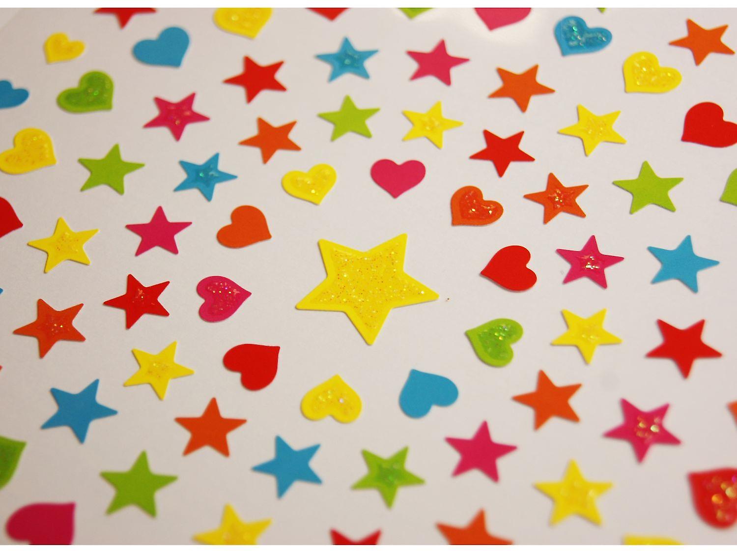 Stickers - Hearts and stars - multicolor - Glitter