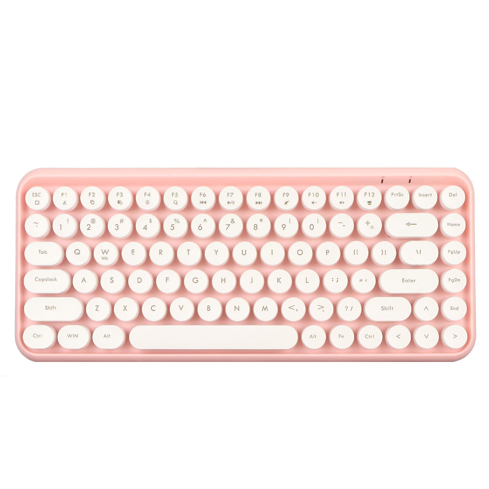 Wireless Bluetooth Keyboard 84 Keys Retro Round Keycaps for iOS Windows Android Devices