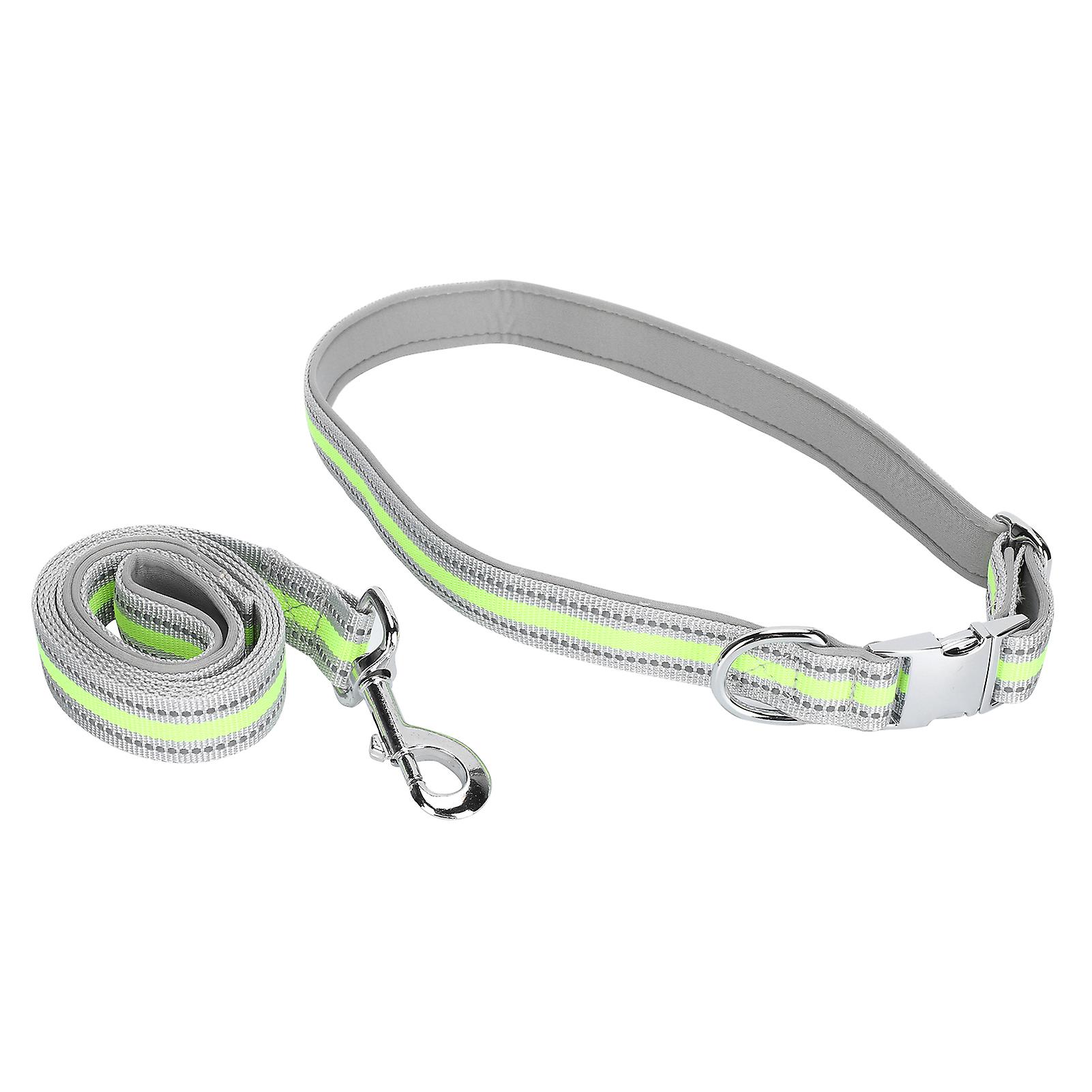 Reflective Dog Traction Collars Leashes Metal Insert Buckle Engraved Pet Pulling Rope