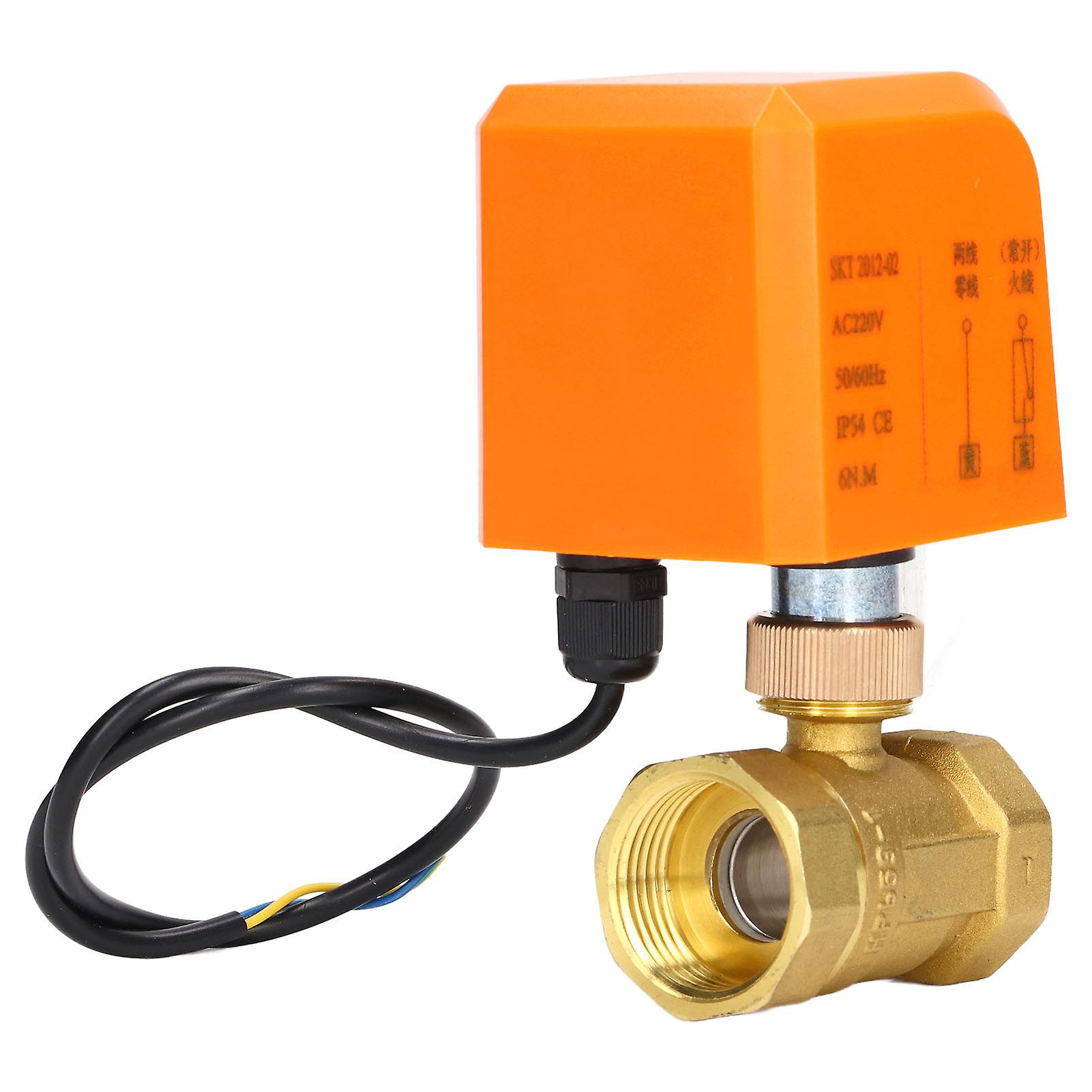 Motorized Ball Valve 2 Wire 2 Way Normally Open DN25 Brass ABS Synchronous Motor AC220V 