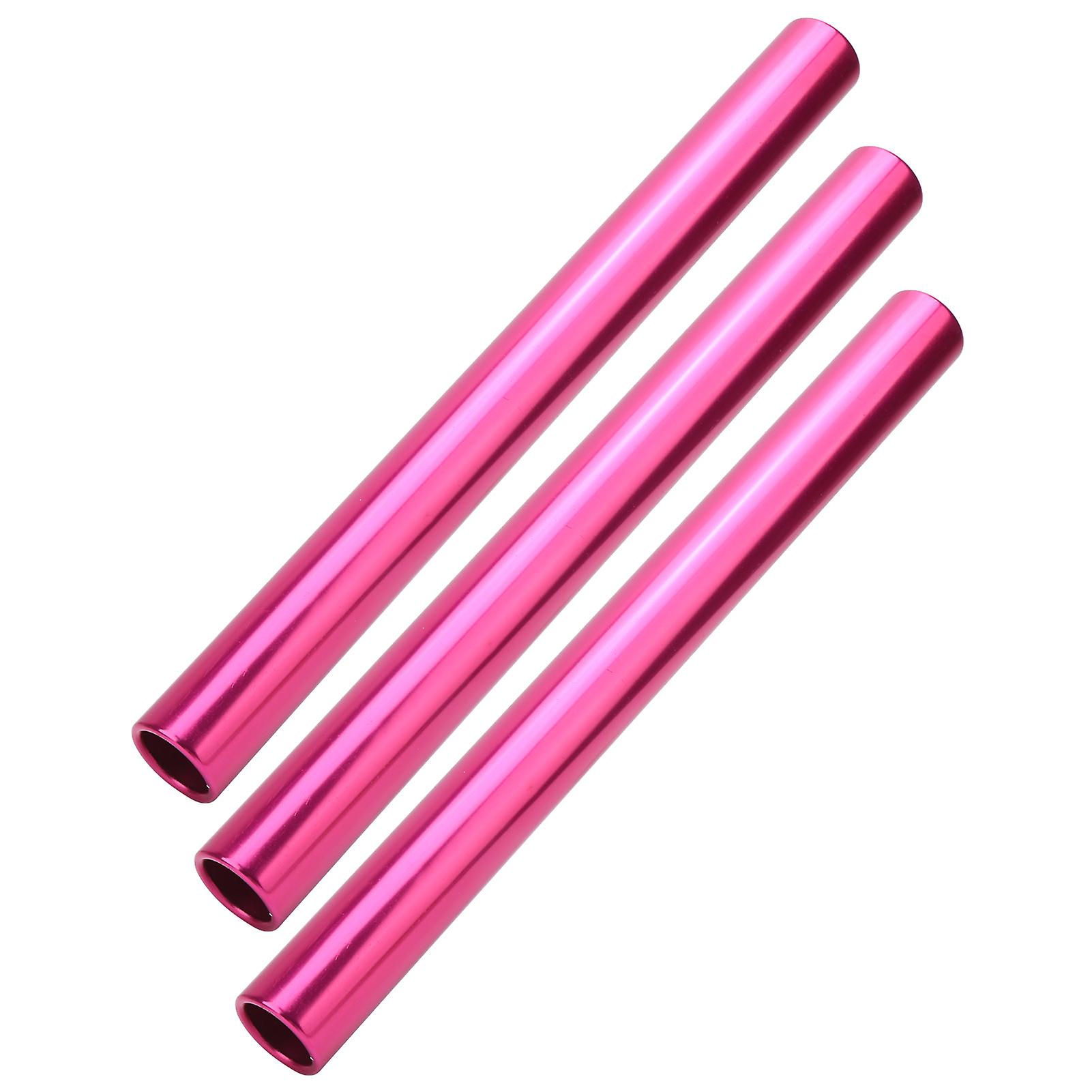 3pcs Aluminium Alloy Relay Baton Aluminium Alloy Track and Field Running Race Baton Sports Game PropsPink