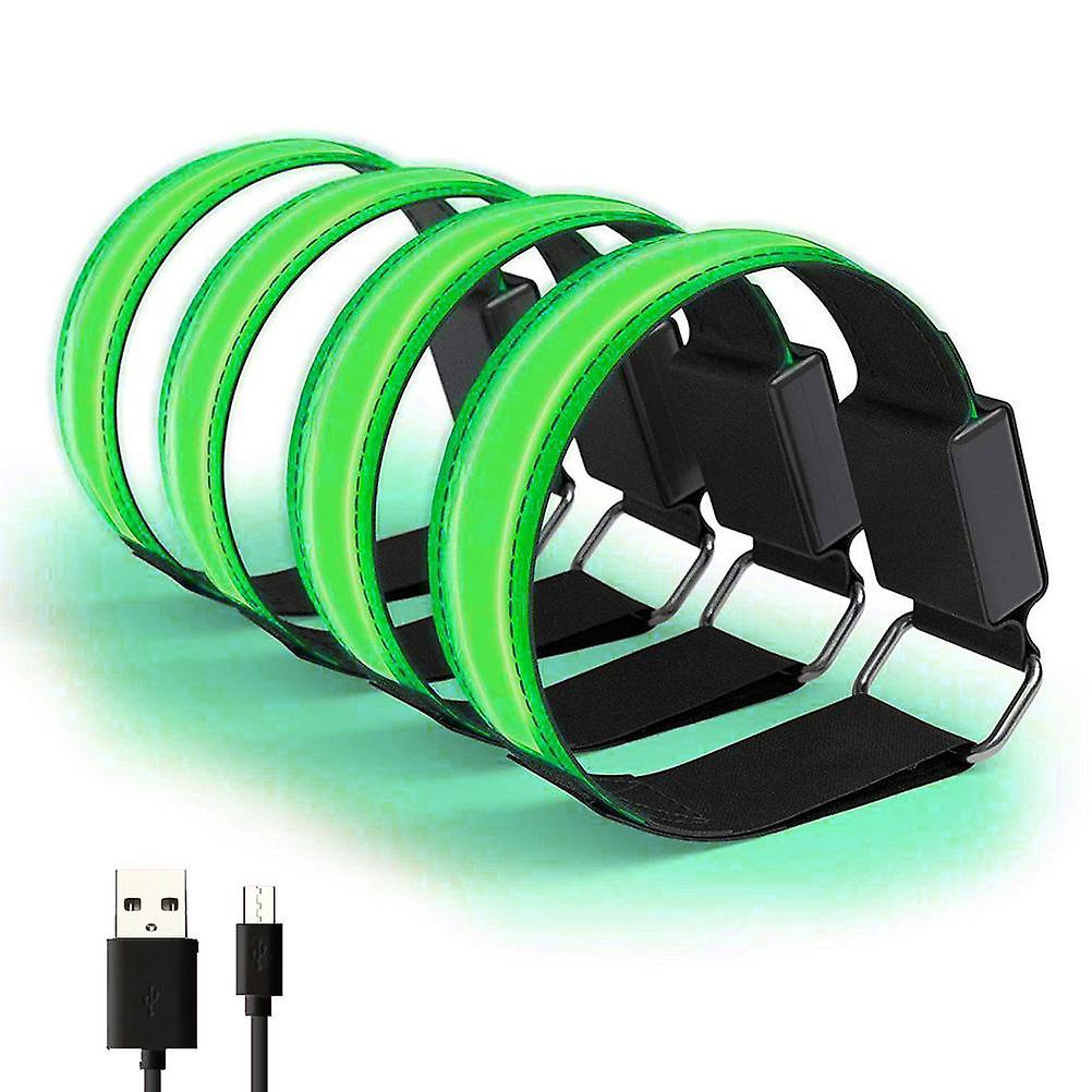 4-Pack USB-Rechargeable LED Reflective Armbands for Active Outdoor Use