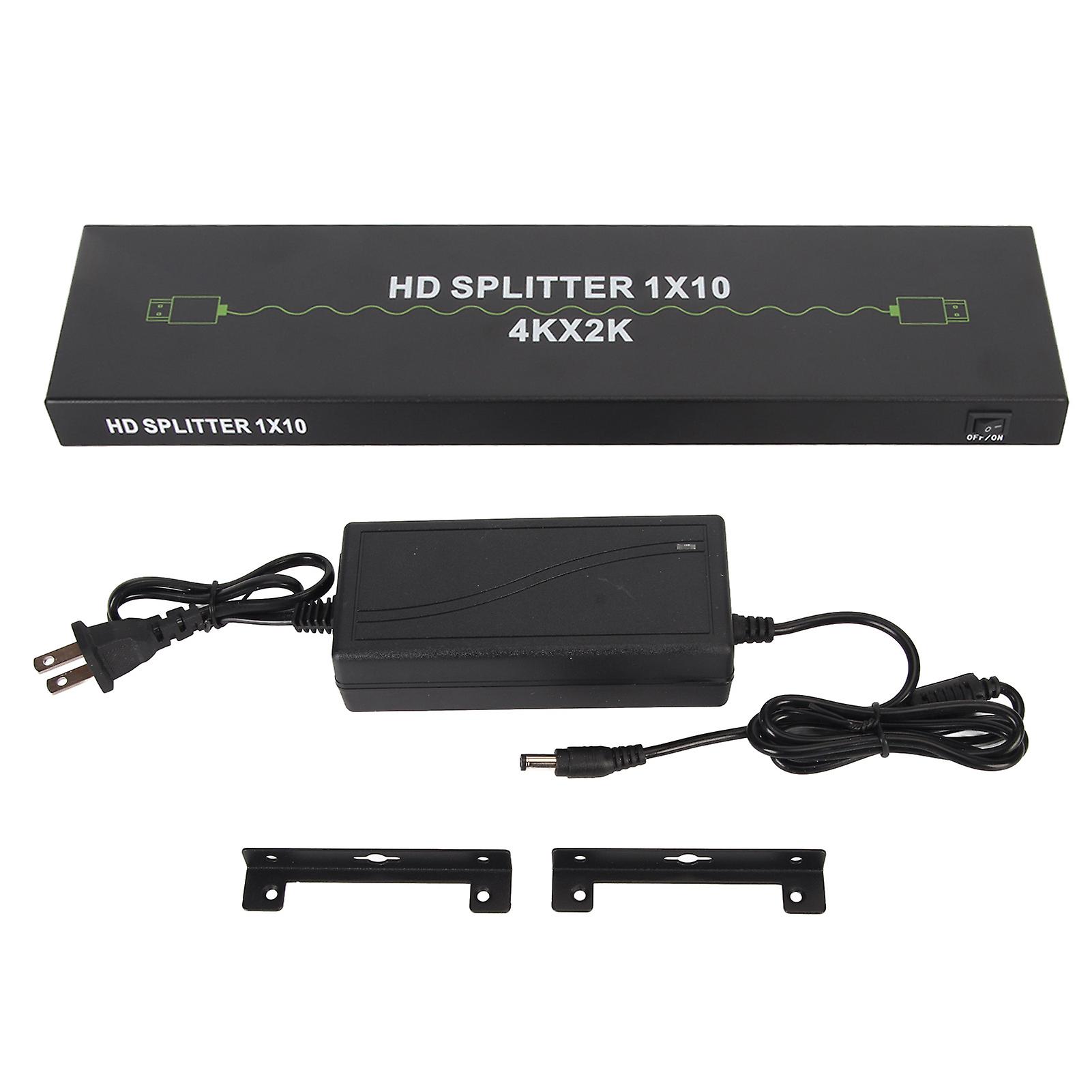 4K 1x10 HDMI Splitter with 3D Video Sync, Supports 4K 30Hz, US Plug, 10-Way Output
