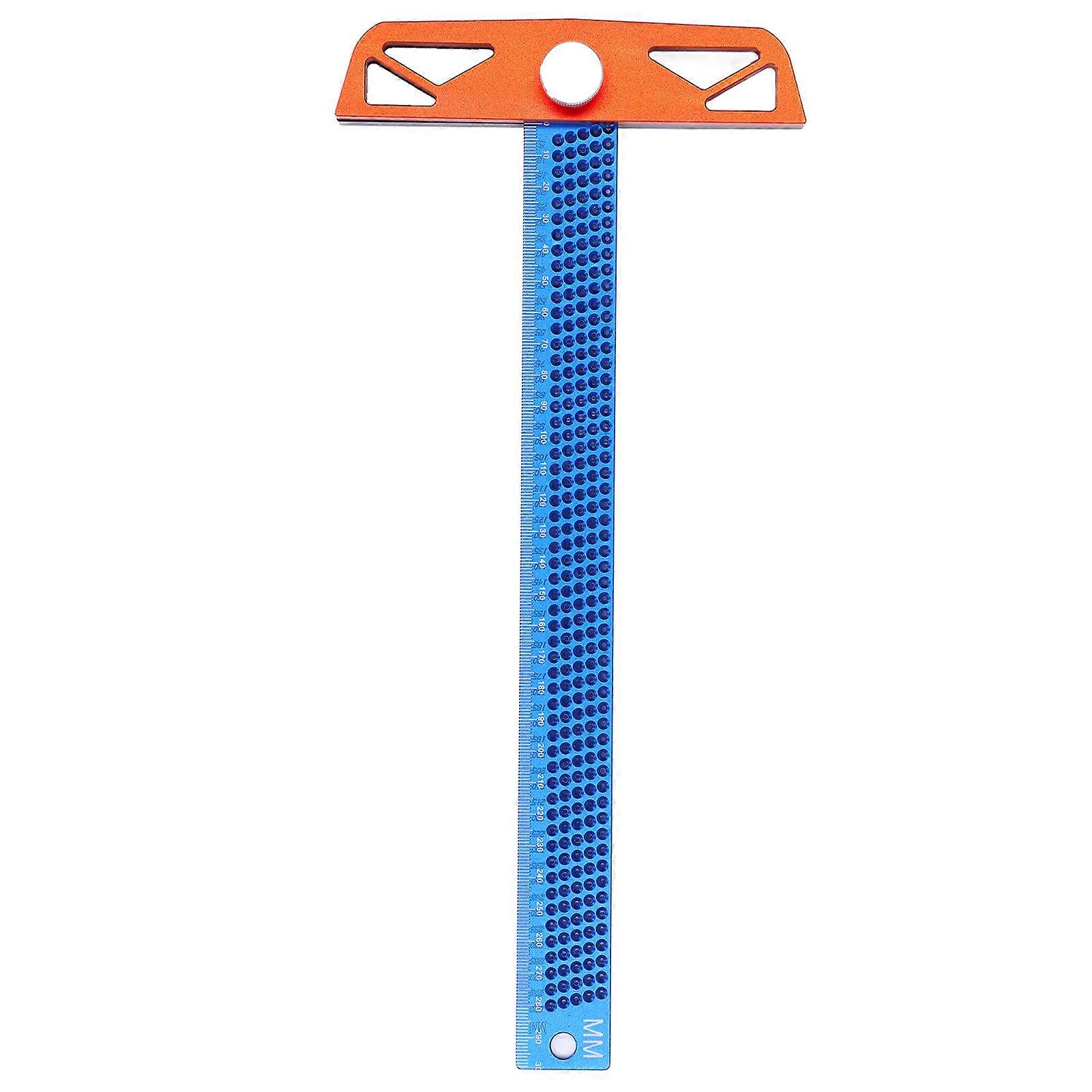T Type Ruler Aluminum Alloy Material 2 Backboard 2 Usable Lengths Blue Adjustable Flexible Marking Woodworking Tool