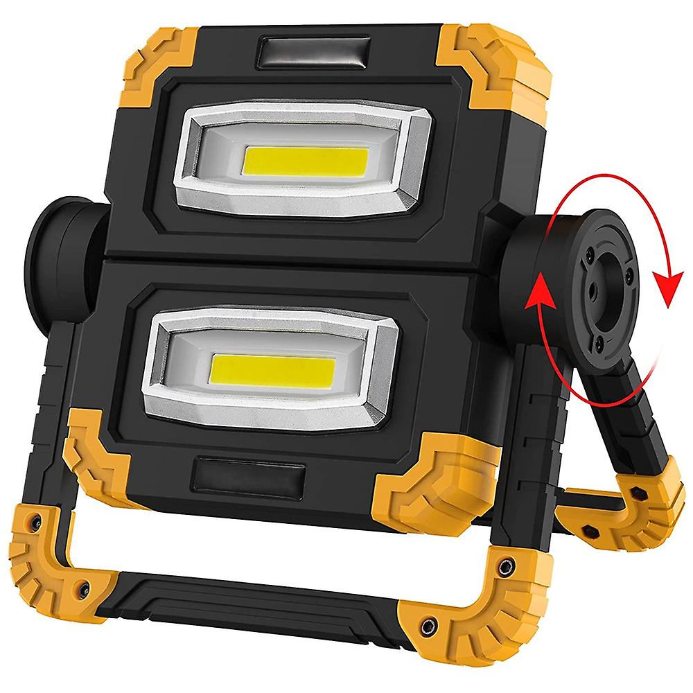 LED Work Light Rechargeable Portable - Folding Working Lamp with Flood Light Stand for Outdoor Camp