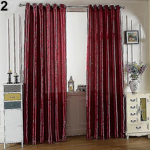 Through Rod/perforated Pure Color Window Panel Drape Door Room Blackout Curtain