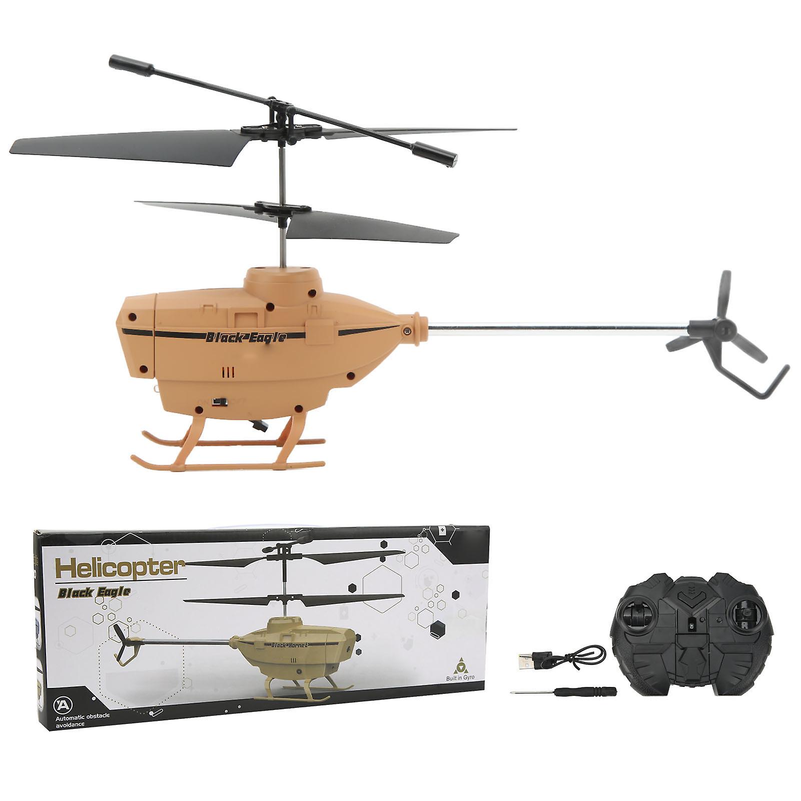 2.5CH RC Helicopter Automatic Obstacle Avoidance Remote Control Airplane Toy with Gyroscope Khaki