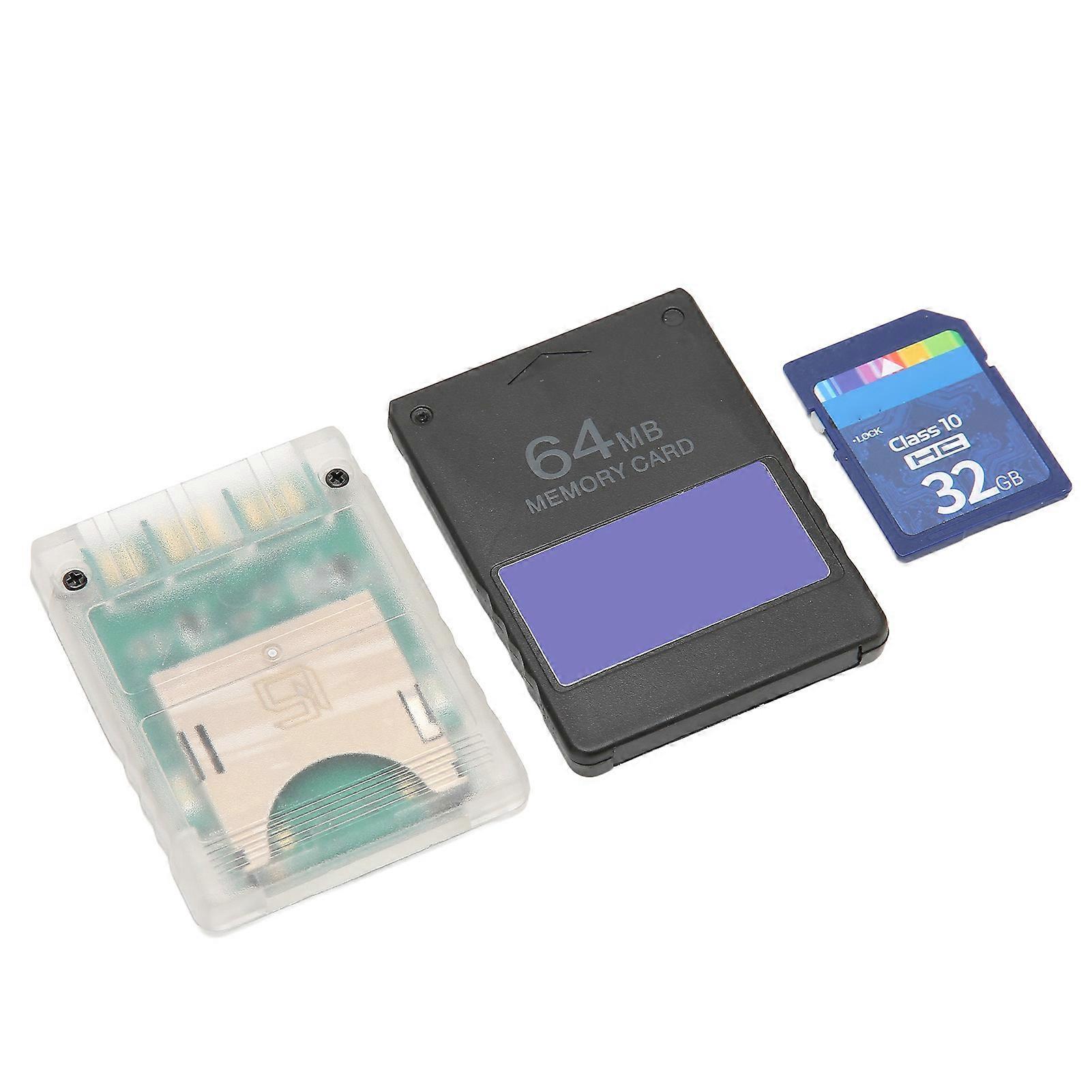 Console Card Adapter Plug and Play Storage Card Reader with 32G Storage Card 64MB FMCBV1.966 Card for PS2 Consoles Slim Consoles