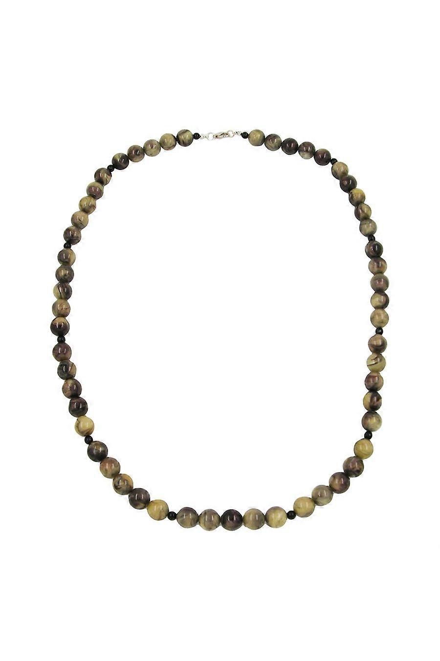 Necklace Beads 8mm Olive Green/ Grey Marbled - Gl02034