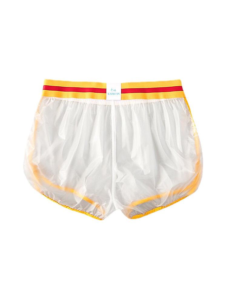 Men's See-through Board Shorts With Letter Print And Elastic Waist Swim Trunks