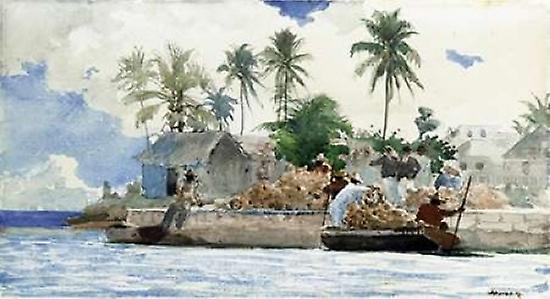 Sponge Fishermen Bahamas Poster