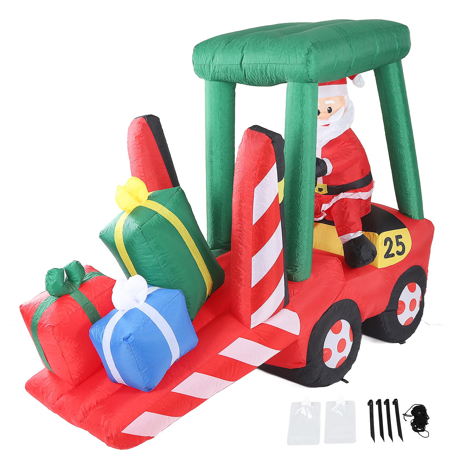 Inflatable Santa On Forklift with LED Light Waterproof Tear Resistant Illuminated Blow Up Mold