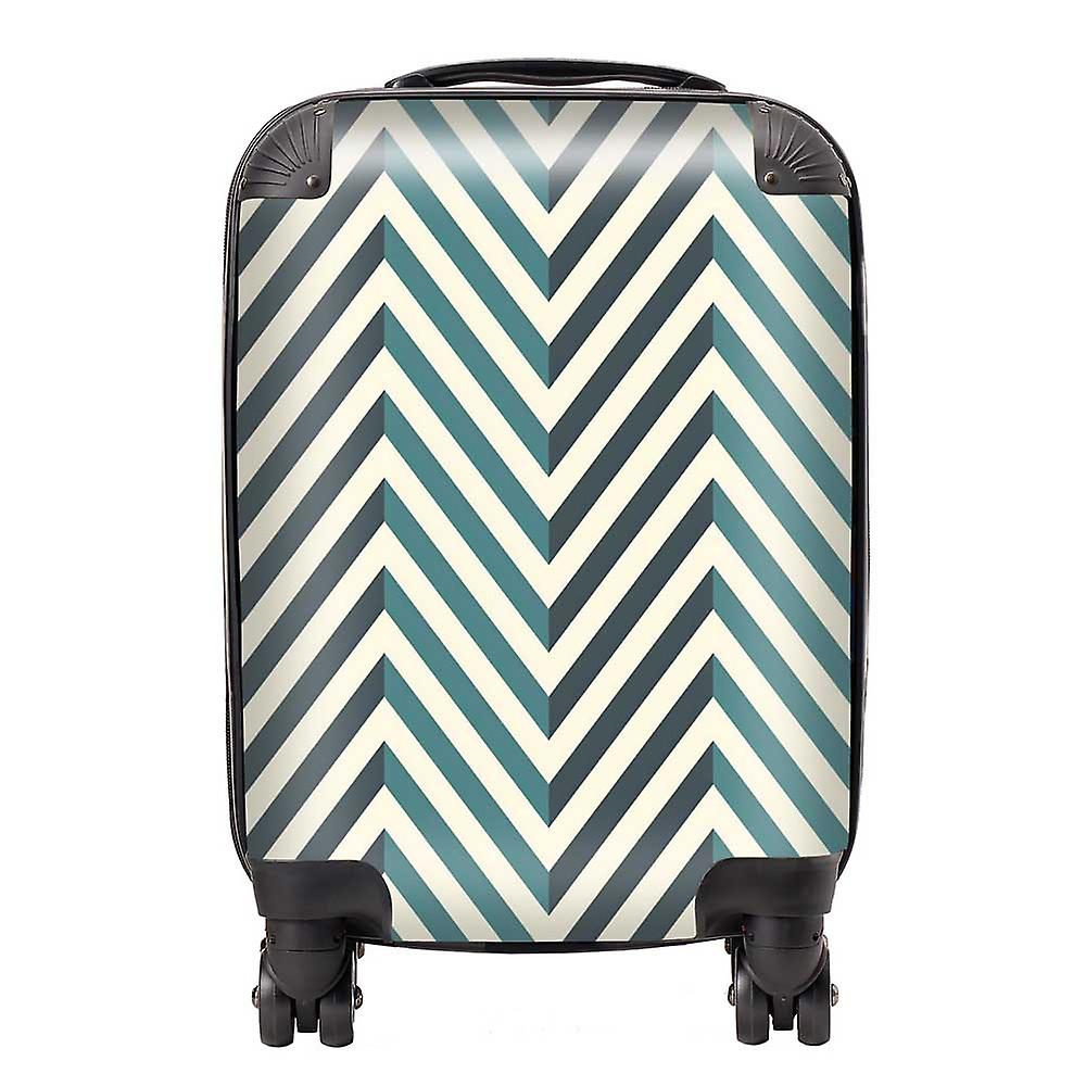 Geometric Herringbone Chevron Blues Suitcase
