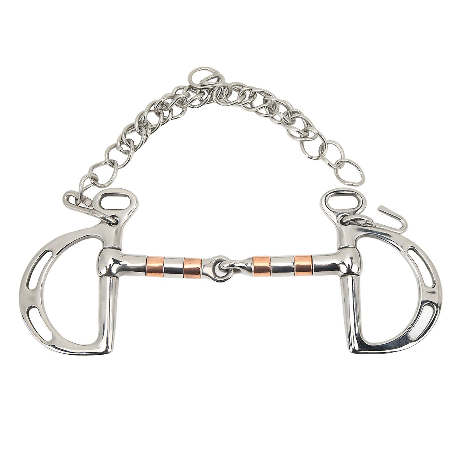 Horse Bit Stainless Steel Copper D Ring Snaffle Bit with Chain for 125mm Horse Mouth