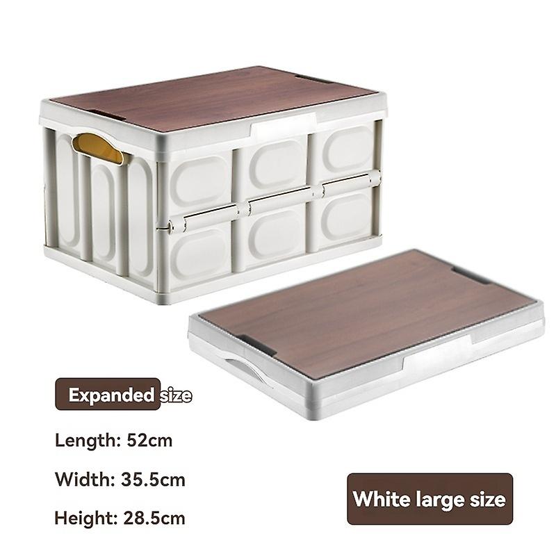 Folding storage box storage container with wooden cover camping multifunctional storage box college 