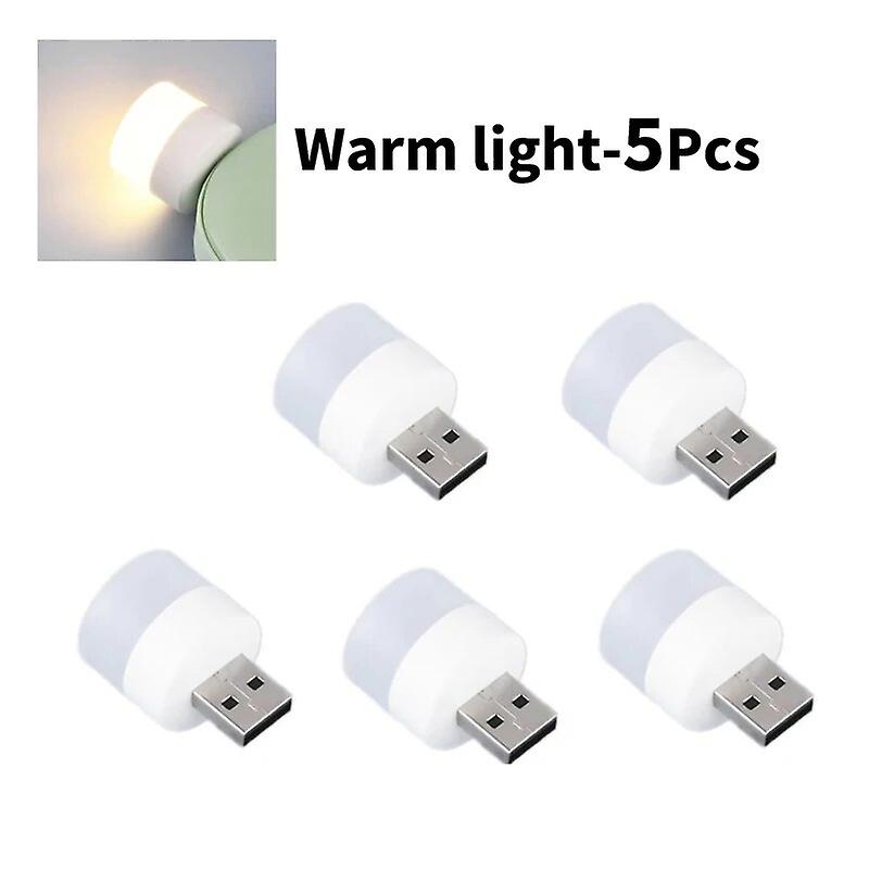 5pcs Mini Usb Plug Lamp Led Night Light Eye Protection Reading Lamp Computer Mobile Power Charging Usb Small Round Night Light