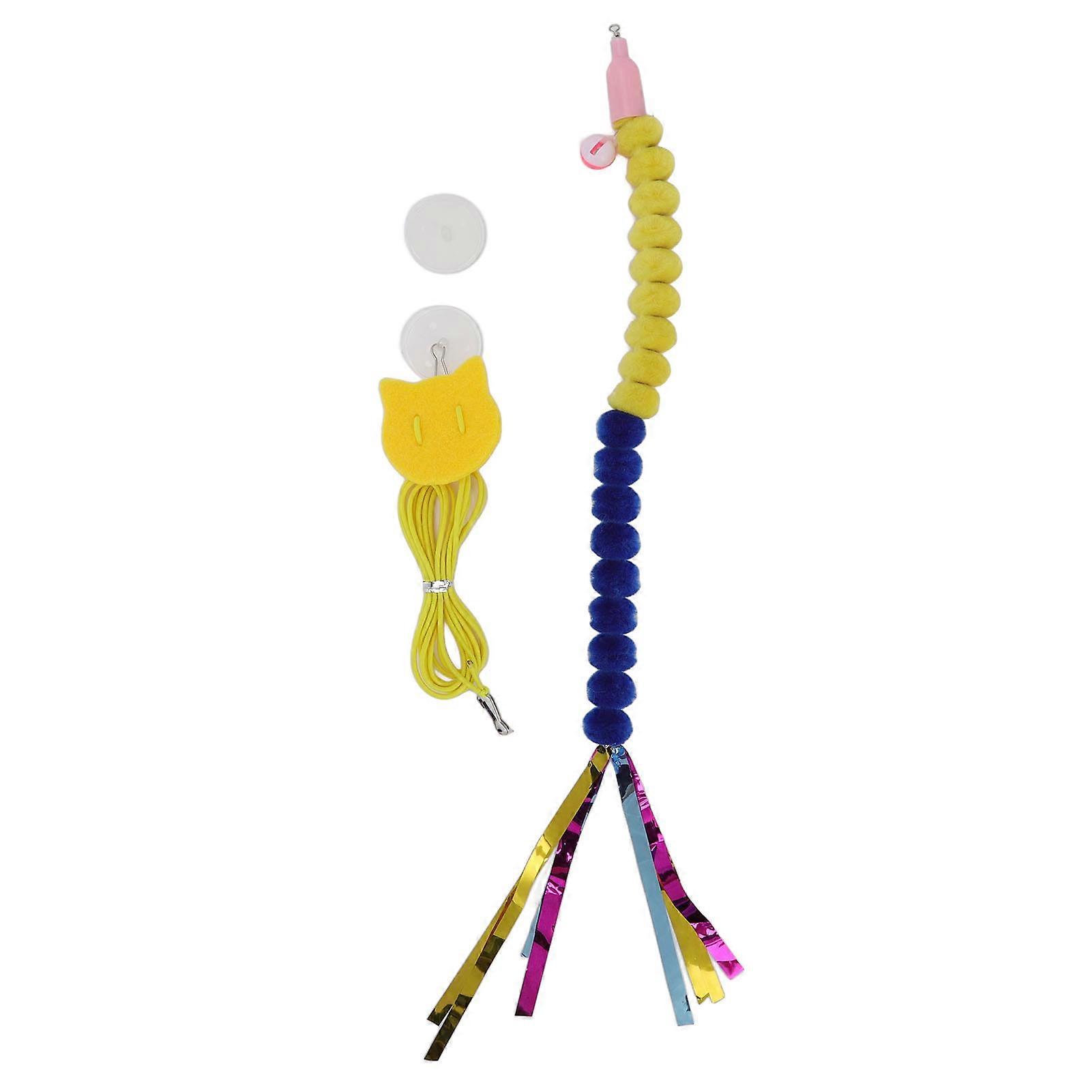 Pet Cat Hanging Toy Adjustable Interactive Traceless Hook Elastic Cord Bell Door Hanging Cat Toy Tease Cat Rope And Yellow Blue Caterpillar