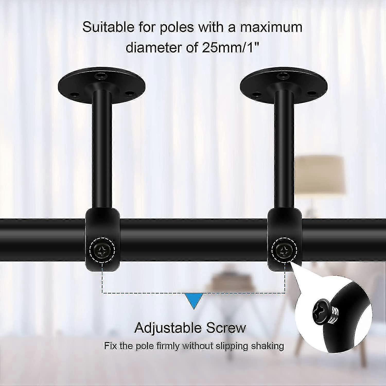 Tringle Rideau Sans Percage Lot De 2 Supports De Tringle U00c0 Bride En Acier Inoxydable Pour Penderie, Rideau De Douche (28 Mm Tringle A Rideaux Sans Percage