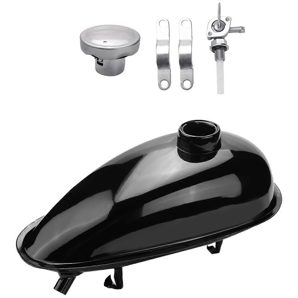 Trkimal 2L Metall Kraftstofftank Mit Zapfhahn Für 49cc-80cc Motorräder - Schwarz